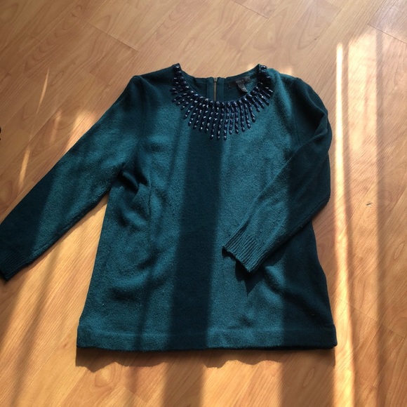 Jewel collar wool/rabbit hair blend sweater - Picture 3 of 8